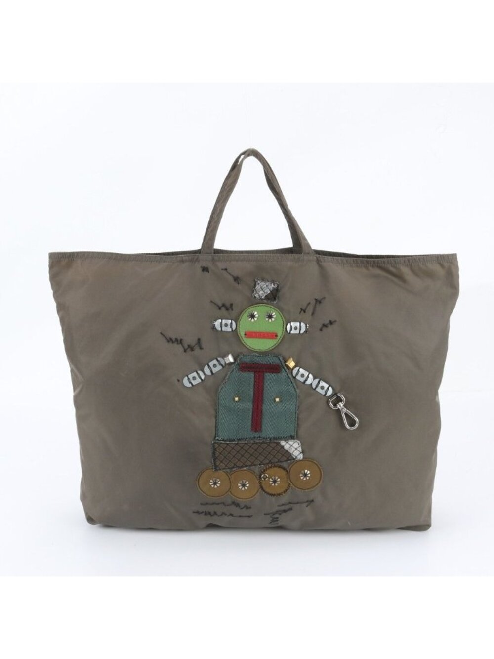 Prada Tessuto Nylon Robot Patchwork Leather Tote Bag Business
